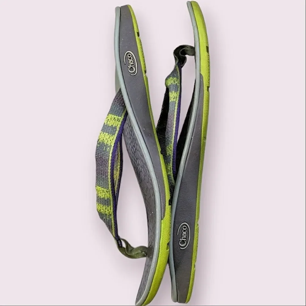 Chaco Lime Olive Green Thong Style Flip Flop Sandals size 9.5 10 - Picture 8 of 13